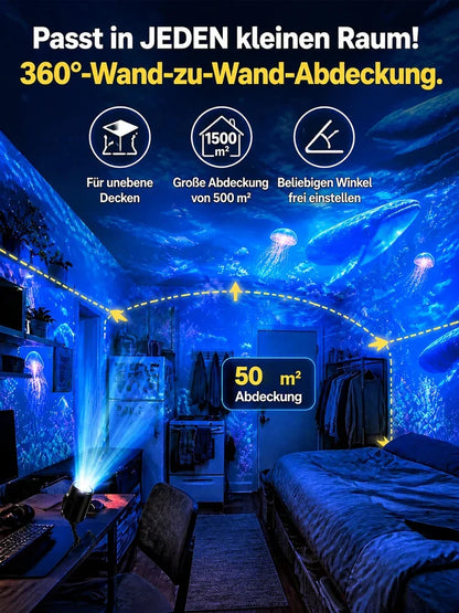 🌌 JETZT 50 % RABATT! 💫 USB-Lampe mit Sternenhimmel-Projektion – 13 austauschbare Filmplatten & flexibler Hals – perfekt für das Schlafzimmer ✨