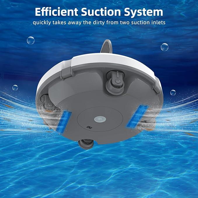 🔥Redkey Poolroboter 2026 Kabellos Poolsauger 6800mAh Akku Selbstparkend bis 200m² (Set, 45.000 Pa Saugkraft, intelligente Navigation & 180 Min. Laufzeit), Schnellladung, 45° Steigung, 90° Wandreinigung & 2 Jahre Garantie