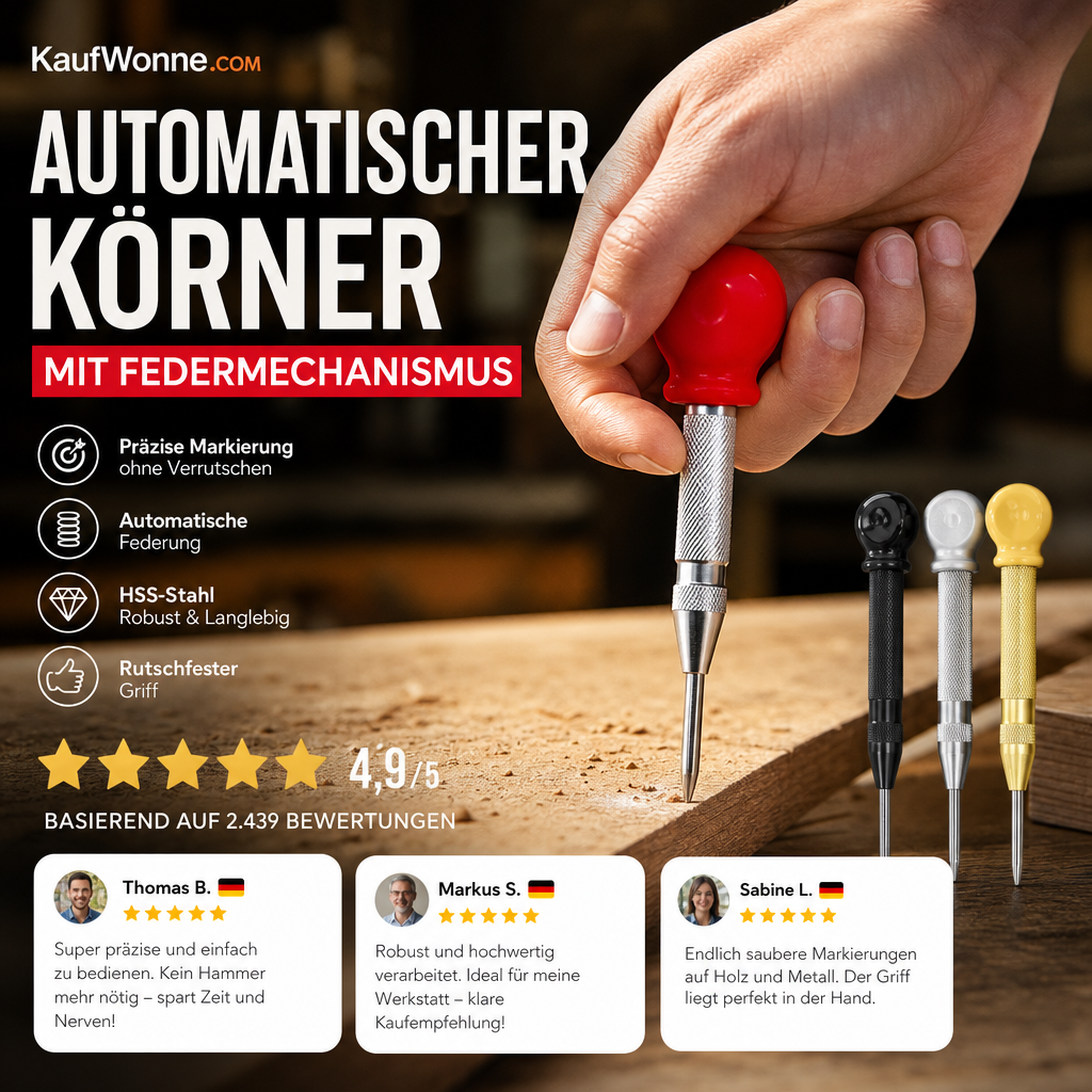 🔘 50 % RABATT! ⚡ Automatischer Körner – Präzise Markierung für Metall/Holz, federbelastet und mit einstellbarer Kraft 🛠️📏