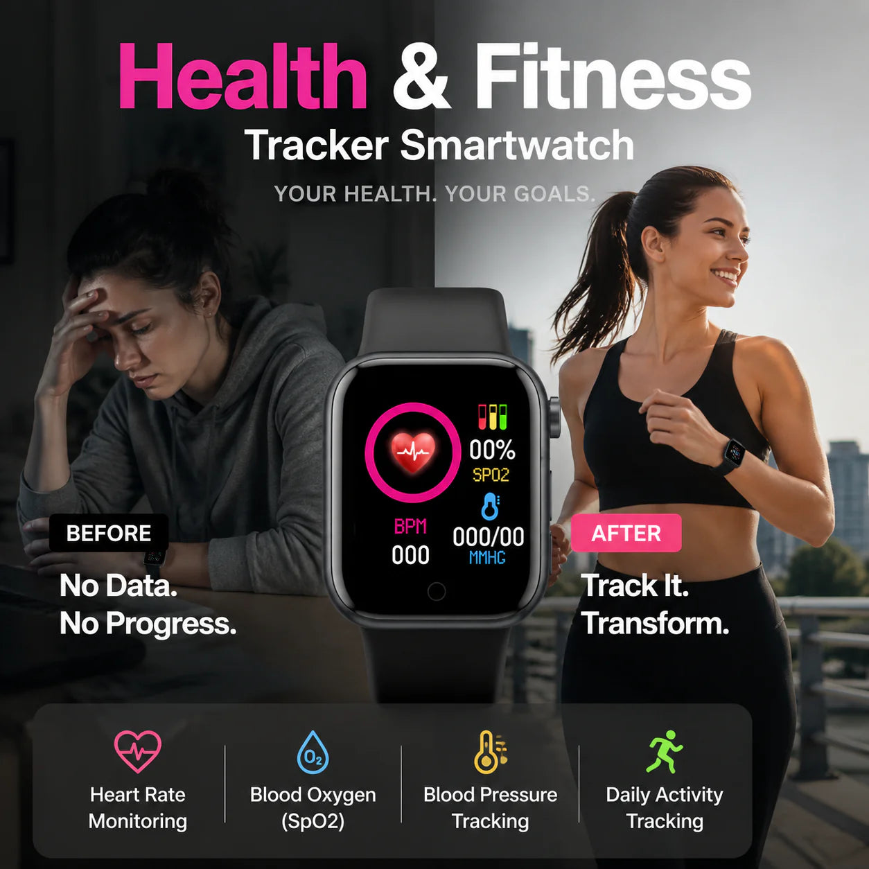 ⌚ Intelligentes Sportarmband mit 24-Stunden-Gesundheitsüberwachung 🫀 Herzfrequenz, Blutdruck und Blutsauerstoff, verschiedene Sportmodi, direktes USB-Laden, Benachrichtigungen, leichtes Design aus Titanlegierung