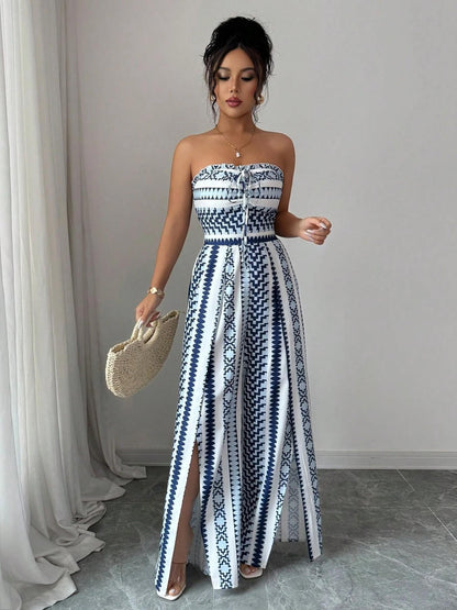 Tuta Intera Senza Spalline Floreale Boho Da Donna