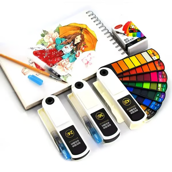 🎨Festes Aquarellfarben-Set mit Wasserpinsel-Stiftschwamm