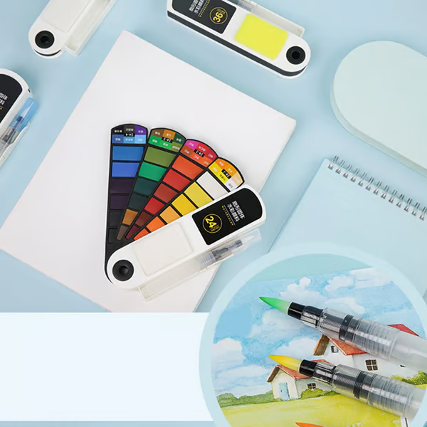 🎨Festes Aquarellfarben-Set mit Wasserpinsel-Stiftschwamm
