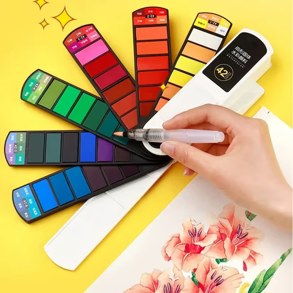 🎨Festes Aquarellfarben-Set mit Wasserpinsel-Stiftschwamm