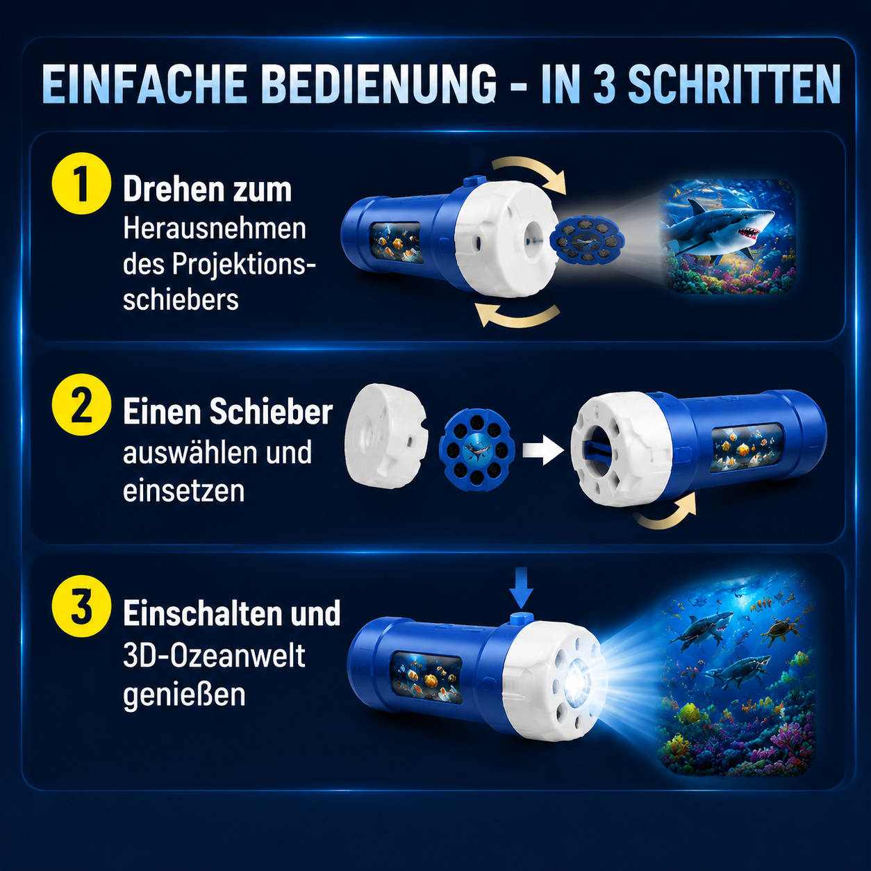 🥳HEISSER SALE 2026🥳💞50.000+ VERKAUFT!👵❤️ 50 % RABATT!3D-Ozeanprojektions-Taschenlampe