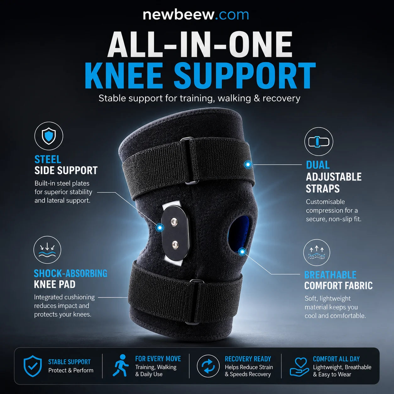 🦵  Atmungsaktive, verstellbare Kniebandage – Leichte Gelenkunterstützung für Sport oder Alltag, optimaler Komfort 🏃‍♂️📦