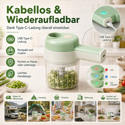 4-in-1-Set aus manuellem und elektrischem Gemüseschneider – Multifunktionale Akku-Küchenmaschine🥕🍳