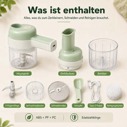 4-in-1-Set aus manuellem und elektrischem Gemüseschneider – Multifunktionale Akku-Küchenmaschine🥕🍳