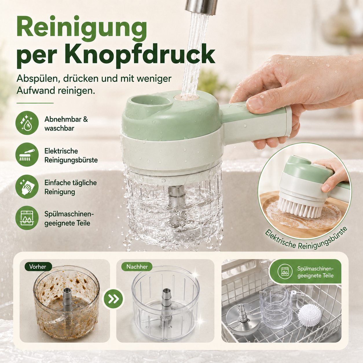 4-in-1-Set aus manuellem und elektrischem Gemüseschneider – Multifunktionale Akku-Küchenmaschine🥕🍳