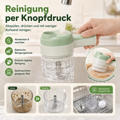 4-in-1-Set aus manuellem und elektrischem Gemüseschneider – Multifunktionale Akku-Küchenmaschine🥕🍳