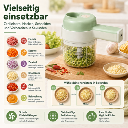 4-in-1-Set aus manuellem und elektrischem Gemüseschneider – Multifunktionale Akku-Küchenmaschine🥕🍳