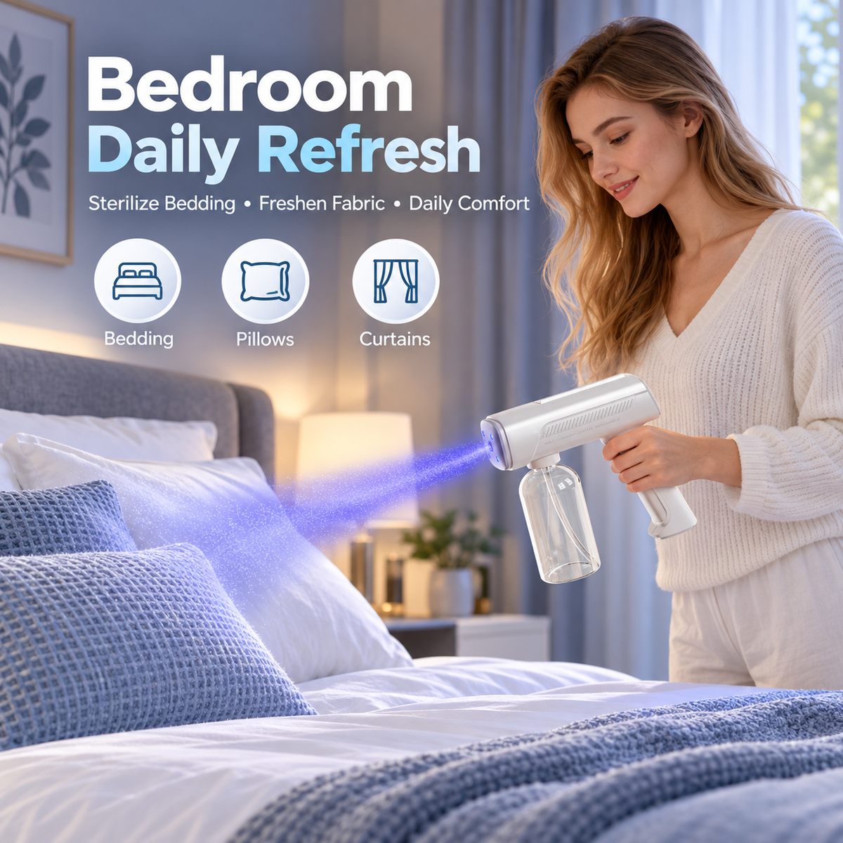 🦠 JETZT 50 % RABATT! 🚫 Kabelloser Nano-Zerstäuber – berührungslose Desinfektion, Blaulicht – für Zuhause, Büro und Auto 🏠