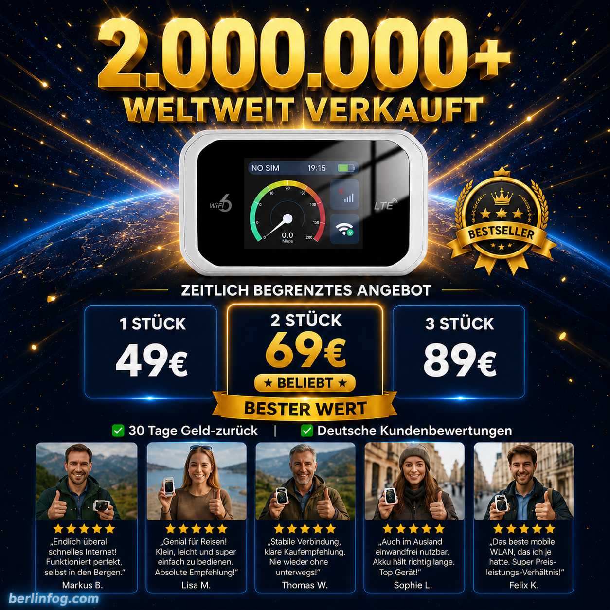 🥳HEISSER SALE 2026🥳💞50.000+ VERKAUFT!👵❤️  Pocket-WLAN mit Kompatibilität zu allen Netzwerken