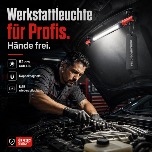 💥 50% RABATT! 🔧Wiederaufladbare Werkstattleuchte – 3000 LM, IPX4 wassergeschützt & 360° Haken