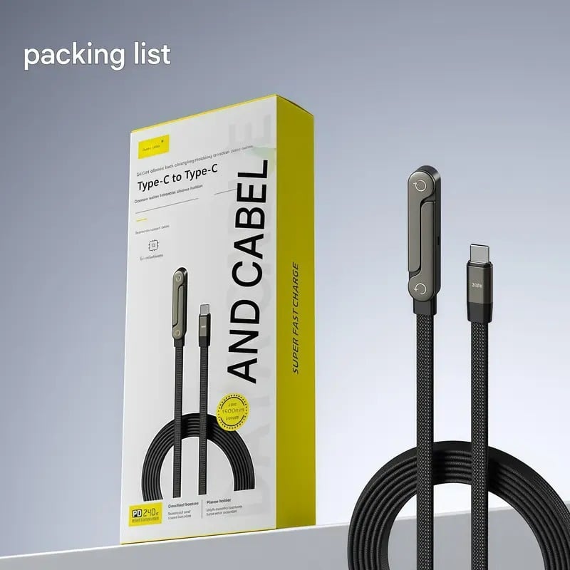 💎 2-in-1 Geflochtenes Schnellladekabel mit Integrierter Handyhalterung – 240W Ultra-Fast, T-förmig & Kabelsalat-frei 🔋📱