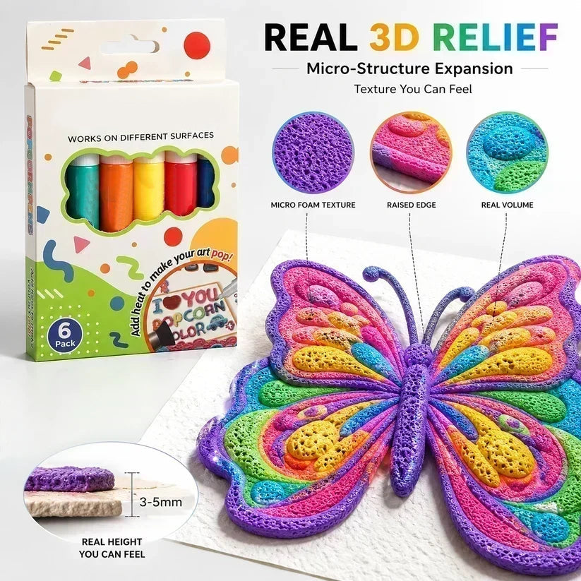 🥳HEISSER SALE 2026🥳💞50.000+ VERKAUFT!🎄🎁Magische Popcorn-Stifte mit Blaseneffekt, wärmeaktivierte Popcorn-Stifte, DIY-3D-Kunstmarker für Kinderbastelprojekte