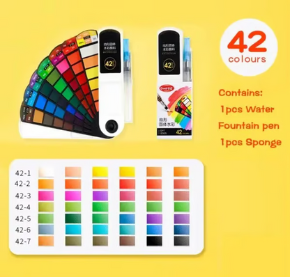 🎨Festes Aquarellfarben-Set mit Wasserpinsel-Stiftschwamm