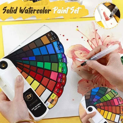 🎨Festes Aquarellfarben-Set mit Wasserpinsel-Stiftschwamm