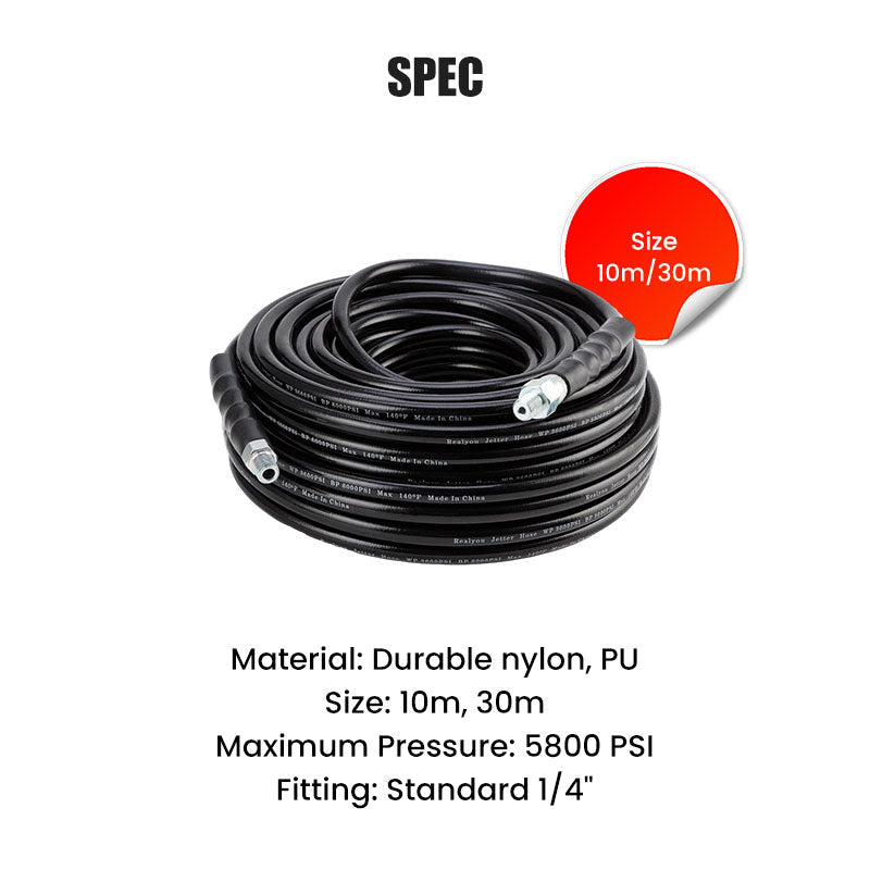 🚿 ⚡ 5800 PSI Abflussreinigungsset – Rotierende Düse, verstärkter Schlauch & effektive Rohrreinigung 🛠️