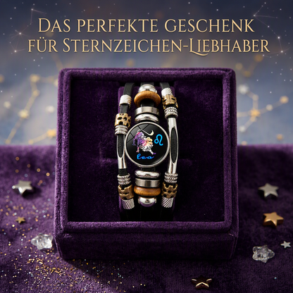 🎉 Sonderangebot 2026 – Über 21.300 Stück verkauft!🔥 Im Dunkeln leuchtendes Lederarmband mit Sternzeichen