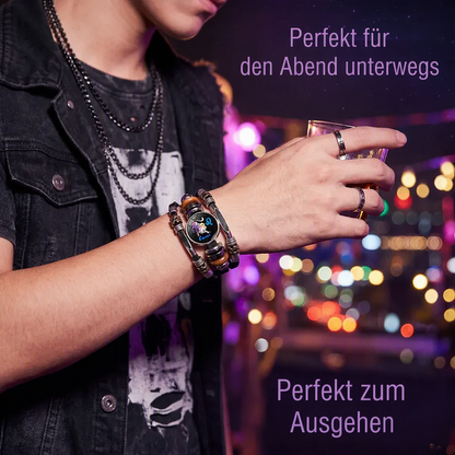 🎉 Sonderangebot 2026 – Über 21.300 Stück verkauft!🔥 Im Dunkeln leuchtendes Lederarmband mit Sternzeichen