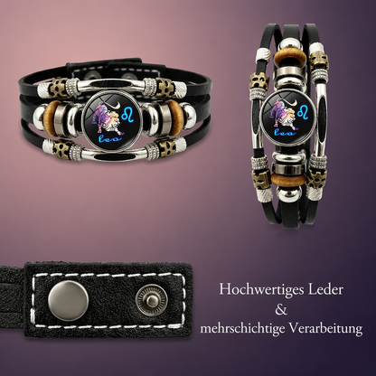 🎉 Sonderangebot 2026 – Über 21.300 Stück verkauft!🔥 Im Dunkeln leuchtendes Lederarmband mit Sternzeichen