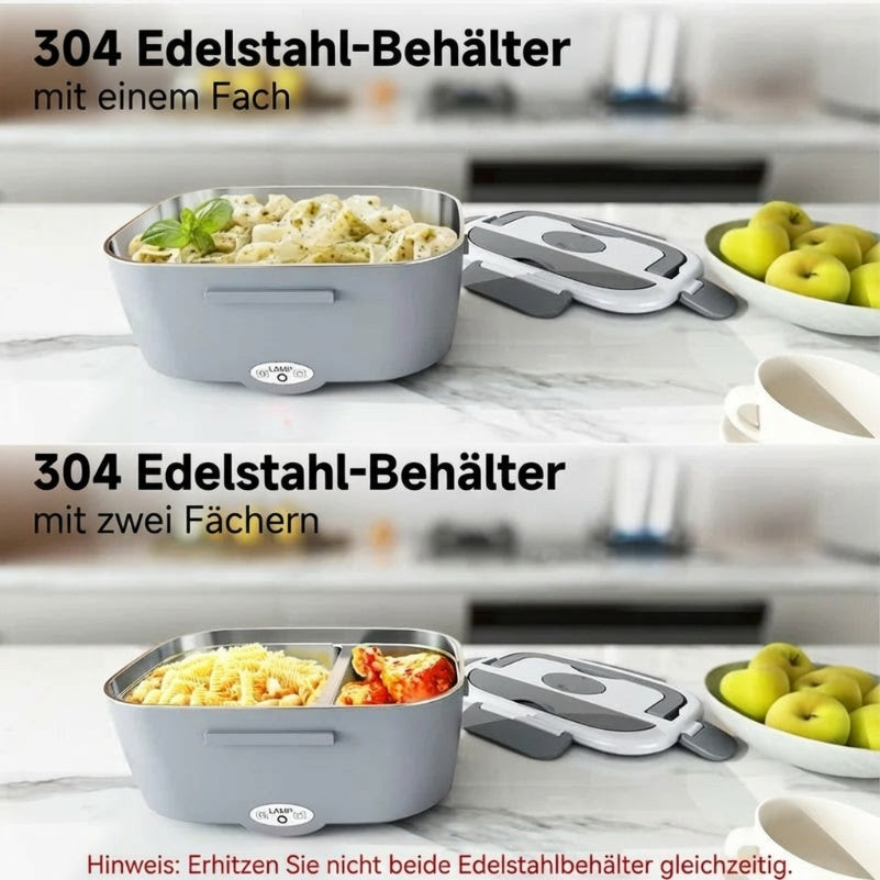Tragbarer Selbstheizender Essenswärmer - Duale Stromversorgung (220V Stecker/12V Auto) - Mit Isoliertasche - Ideal für Pendler, Camping & Arbeitsplatz