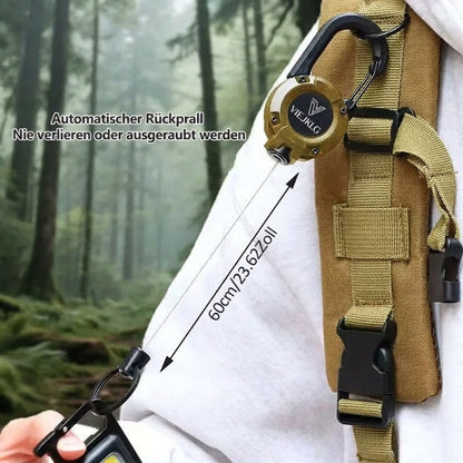 🔥🎁 1+1 GRATIS!! 🥳🏆3-in-1-Multifunktions-Schlüsselanhänger mit einziehbarem Zugseil, robuster Stahlseilschnalle und praktischem Werkzeug für Outdoor-Sportarten💪🧗