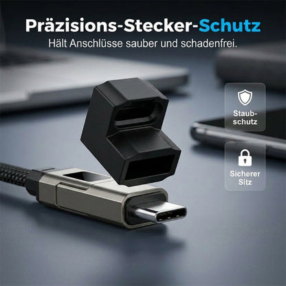 🔌 4-in-1 Ladekabel mit Digitalanzeige & Schlüsselanhänger – schnellladend, knickfest & kompakt