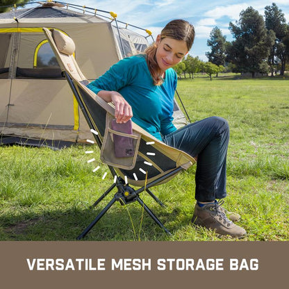 🪑 Campingstuhl, tragbar und leicht, komfortabler, faltbarer Schaukelstuhl mit Tragetasche für Camping, Wandern, Terrasse, Angeln, bis 113 kg belastbar, Campingliege, zusammenklappbarer Stuhl