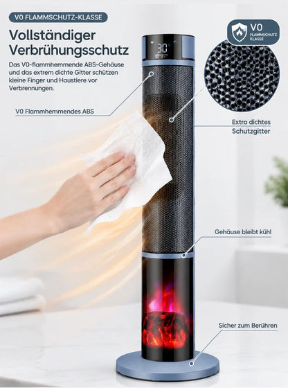 🔥[Nur 1 kWh pro Woche] Premium 3D-Kamin Heizlüfter | 3 Sek. Schnellheizung | A+++ KI-Energiesparmodus