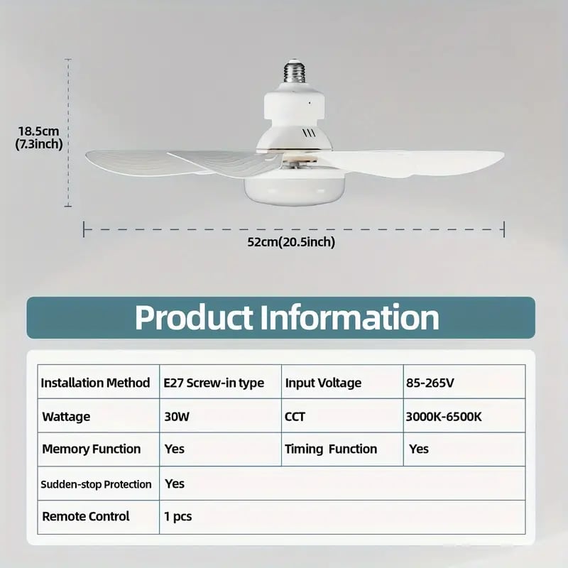 🔥Kostenloser Versand & 50 % Rabatt🔥🍃 Intelligenter Deckenventilator mit Licht, RGB-Beleuchtung und Bluetooth-Lautsprecher♨️❄️