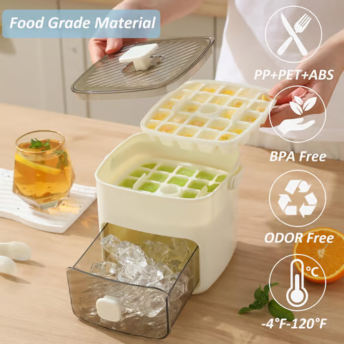 🧊Tragbarer Eisbereiter mit Deckel und Aufbewahrungsbox (48 Eiswürfel).