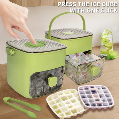 🧊Tragbarer Eisbereiter mit Deckel und Aufbewahrungsbox (48 Eiswürfel).