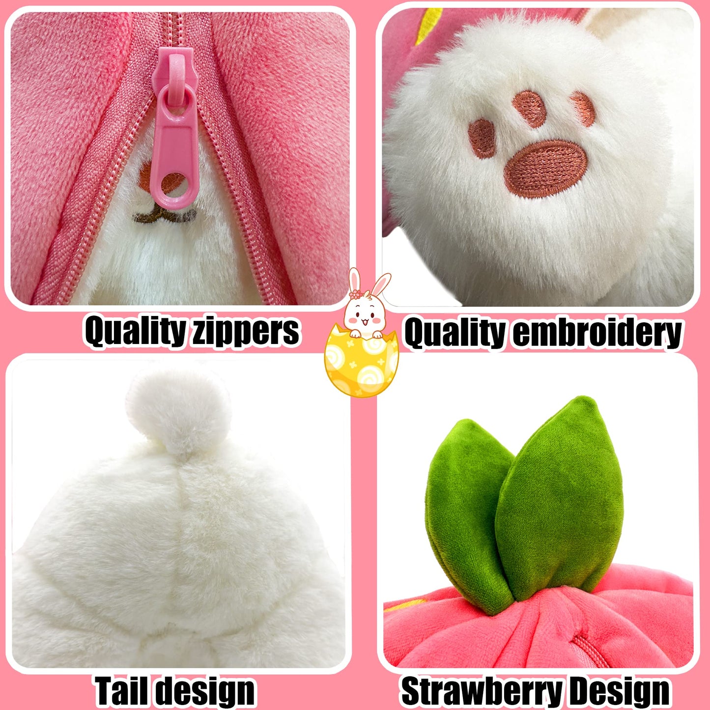🍓 Erdbeerhäschen verwandelt sich in Häschen 🎀 Fruchtpuppe Plüschtier 🐰