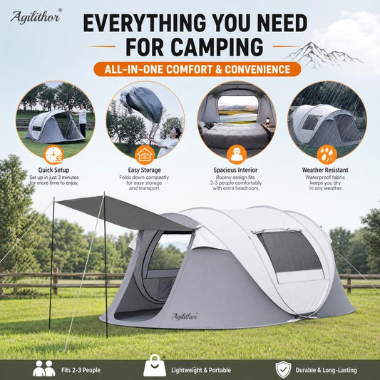 🥳HEISSER SALE 2026🥳💞50.000+ VERKAUFT!👵❤️  Sofort aufklappbares, wasserdichtes Familien-Campingzelt