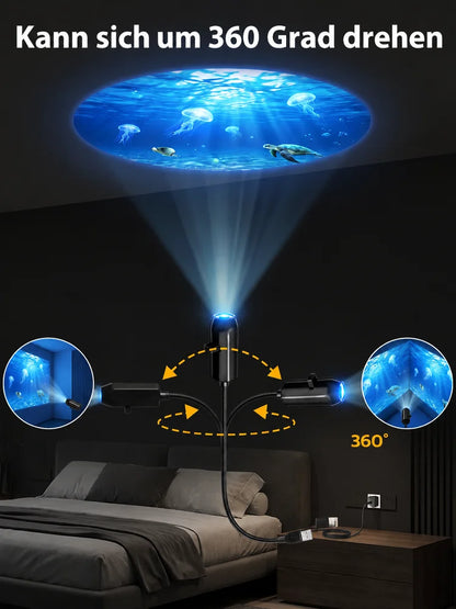🌌 JETZT 50 % RABATT! 💫 USB-Lampe mit Sternenhimmel-Projektion – 13 austauschbare Filmplatten & flexibler Hals – perfekt für das Schlafzimmer ✨