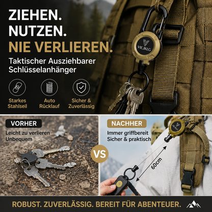 🔥🎁 1+1 GRATIS!! 🥳🏆3-in-1-Multifunktions-Schlüsselanhänger mit einziehbarem Zugseil, robuster Stahlseilschnalle und praktischem Werkzeug für Outdoor-Sportarten💪🧗