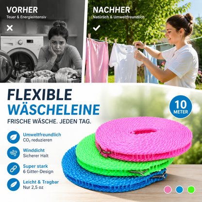 🧺 KAUFE 1, ERHALTE 1 GRATIS! ☀️ Rutschfeste Wäscheleine – UV-beständig & langlebig ✨