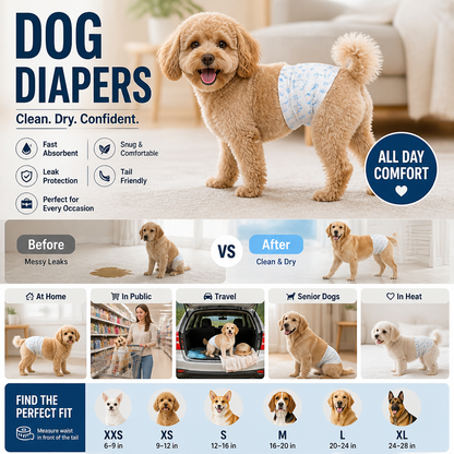 🥳HOT SALE🥳💞50K+ SOLD! Dog Diapers – From £5.99! Fast absorbing, leak-proof & breathable. Protect floors & furniture – grab yours! ✅