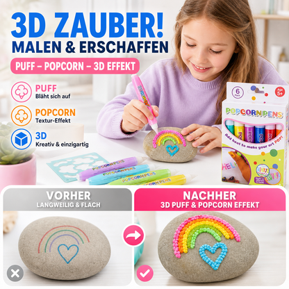 🥳HEISSER SALE 2026🥳💞50.000+ VERKAUFT!🎄🎁Magische Popcorn-Stifte mit Blaseneffekt, wärmeaktivierte Popcorn-Stifte, DIY-3D-Kunstmarker für Kinderbastelprojekte
