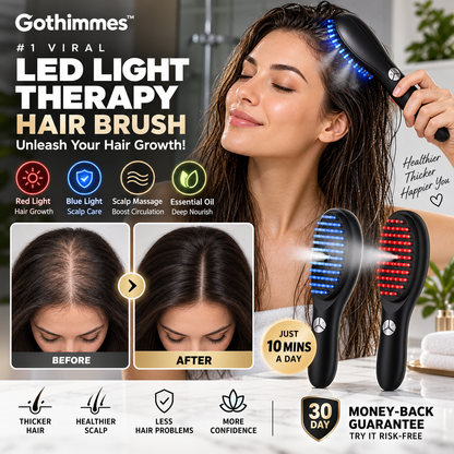 💡 Die virale Nr. 1 unter den LED-Haarbürsten – 4-in-1: Rotes Licht stimuliert die Haarfollikel, blaues Licht beruhigt die Kopfhaut, Massage fördert die Durchblutung & ätherische Öle pflegen. Nur 10 Minuten täglich – Ergebnisse schon nach 30 Tagen! 🌿✨