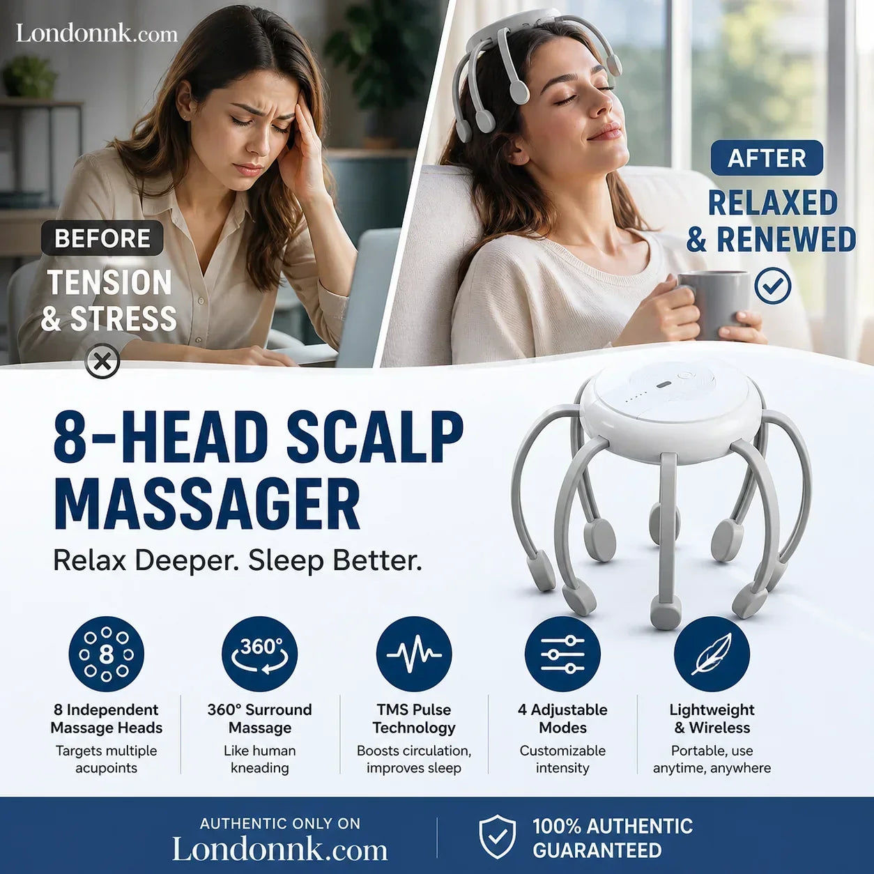 🐙 NEU 2026: Jetzt 50% Rabatt! 💆 Intelligenter Oktopus-Kopfmassager – entspannt Kopfhaut, Nacken & Gesicht. ✨ Entspannung für jeden Ort.