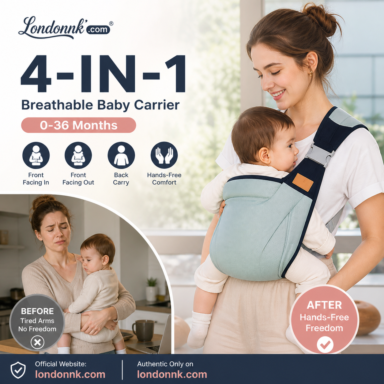 🎉 Sonderangebot 2026 – Über 30.000 verkaufte Exemplare! 👶 Atmungsaktive 4-in-1-Babytrage – 0–36 Monate, vorne/hinten/mit Blick nach innen/außen – Komfort für Eltern und Baby, ohne die Hände zu beanspruchen! ✨