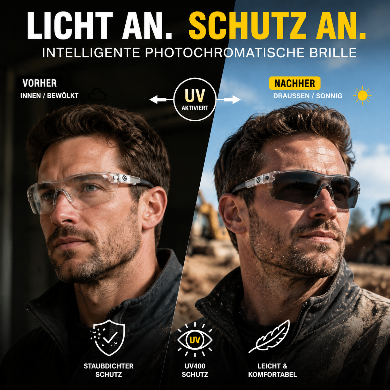 Stilvolle Schutzbrille für Tag und Nacht beim Motorradfahren