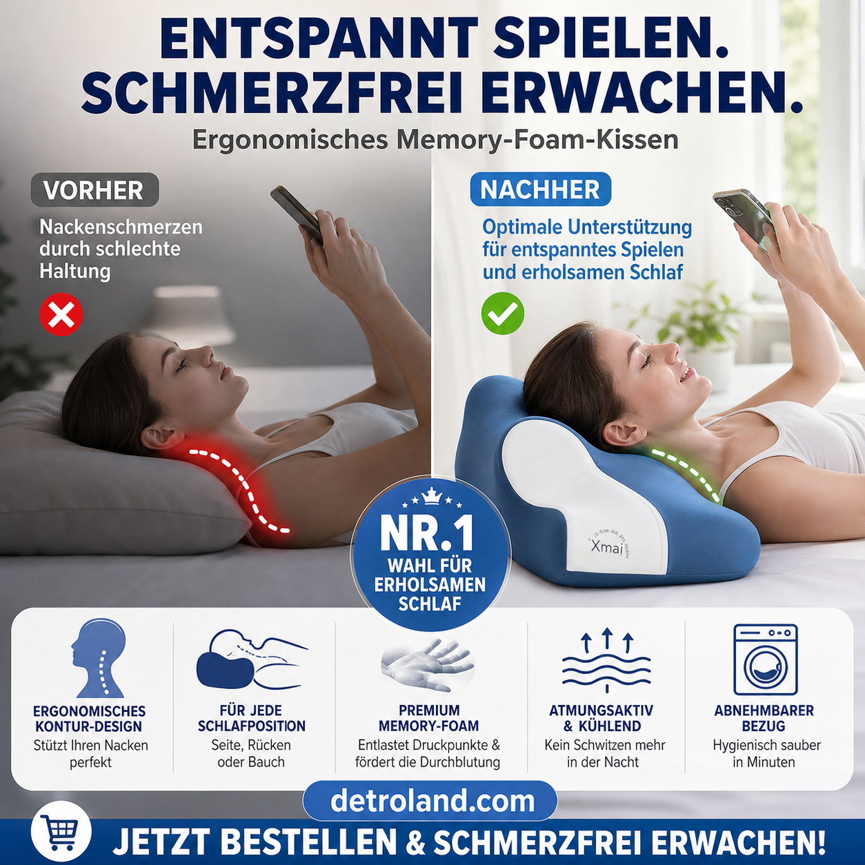Multifunktionales ergonomisches Memory-Foam-Kissen🧘