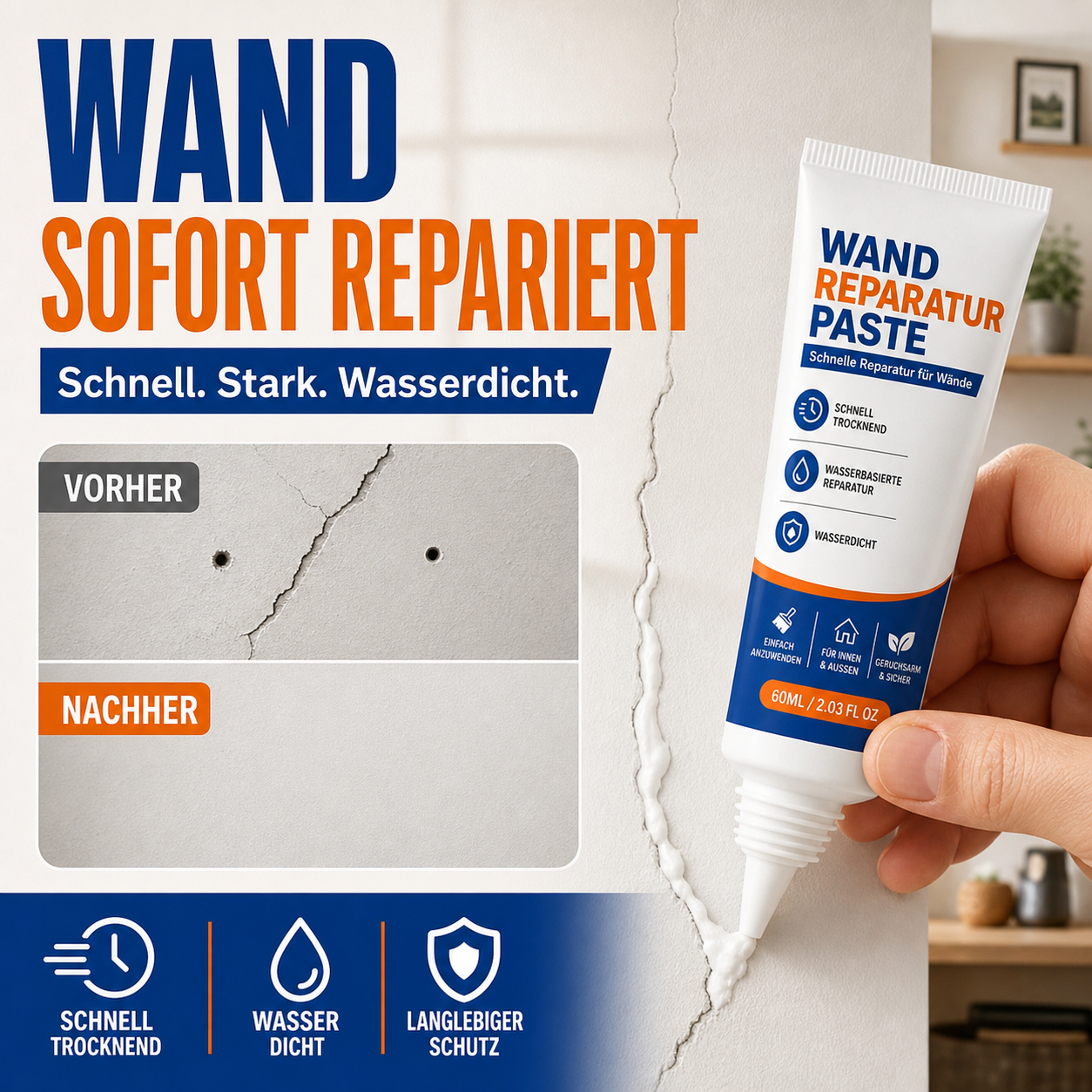 🔥🎁 2+1 GRATIS!!🥳💞 50K+ VERKAUFT! ⚡🏠 Wandreparaturpaste | Einfach auftragen, schnell trocknend