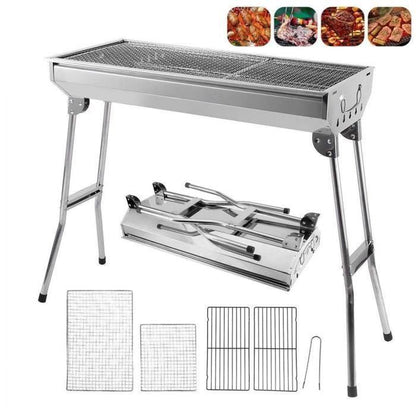 Outdoor Grillset – Klappbarer Edelstahl-Kohlegrill für Camping, Garten und BBQ🔥🍖