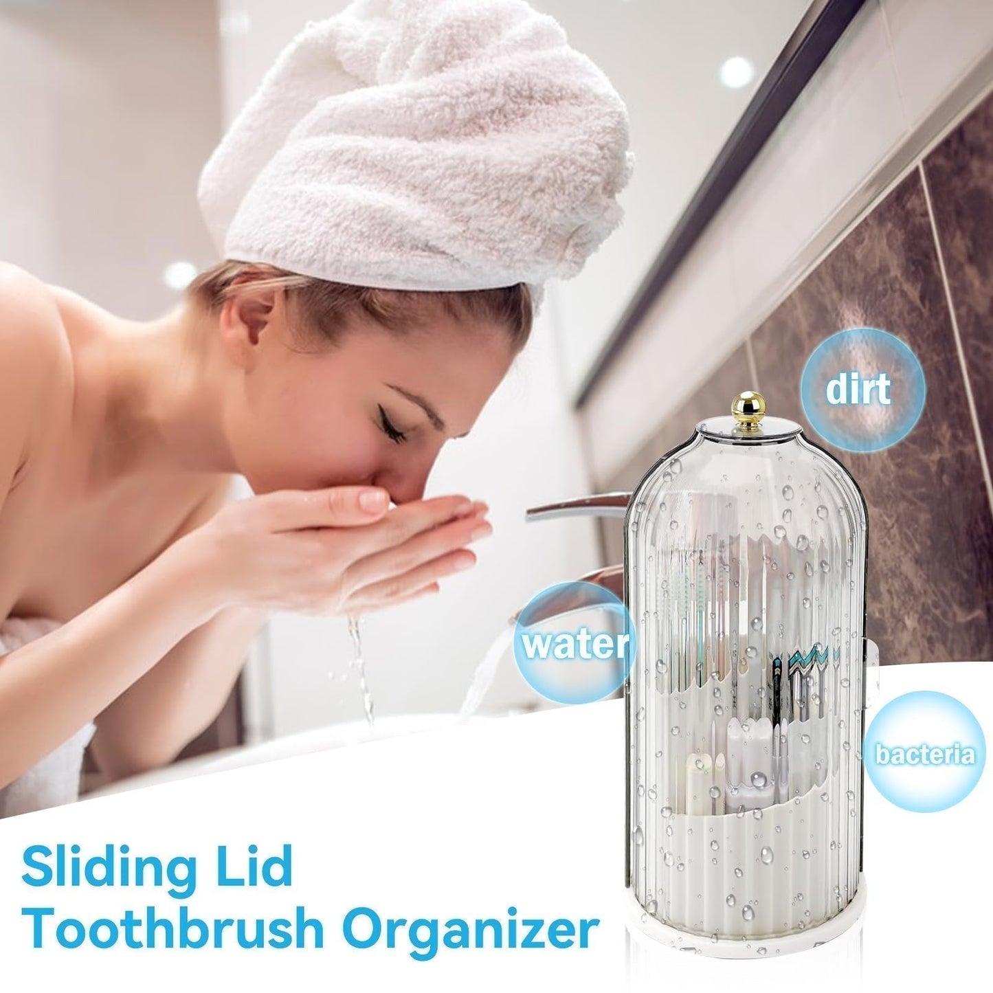 🪥 50% RABATT! 🏡 Zahnbürstenhalter mit Schiebedeckel – Hygienisches Design, Tropffrei & Platzsparend 🚿