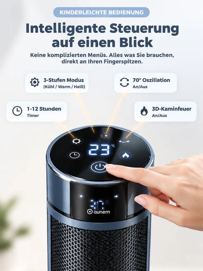 🔥[Nur 1 kWh pro Woche] Premium 3D-Kamin Heizlüfter | 3 Sek. Schnellheizung | A+++ KI-Energiesparmodus